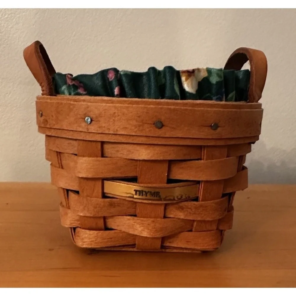 Longaberger Thyme Basket With‎ Green Liner And Liner